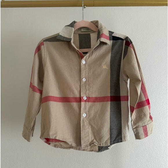 Burberry Nova Check Button Down Long Sleeve shirt Little Boys size 3T - Picture 2 of 5